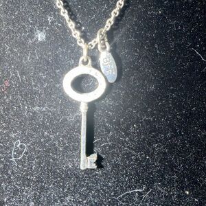 Silver Key Pendant Necklace with 'BFF' Charm
